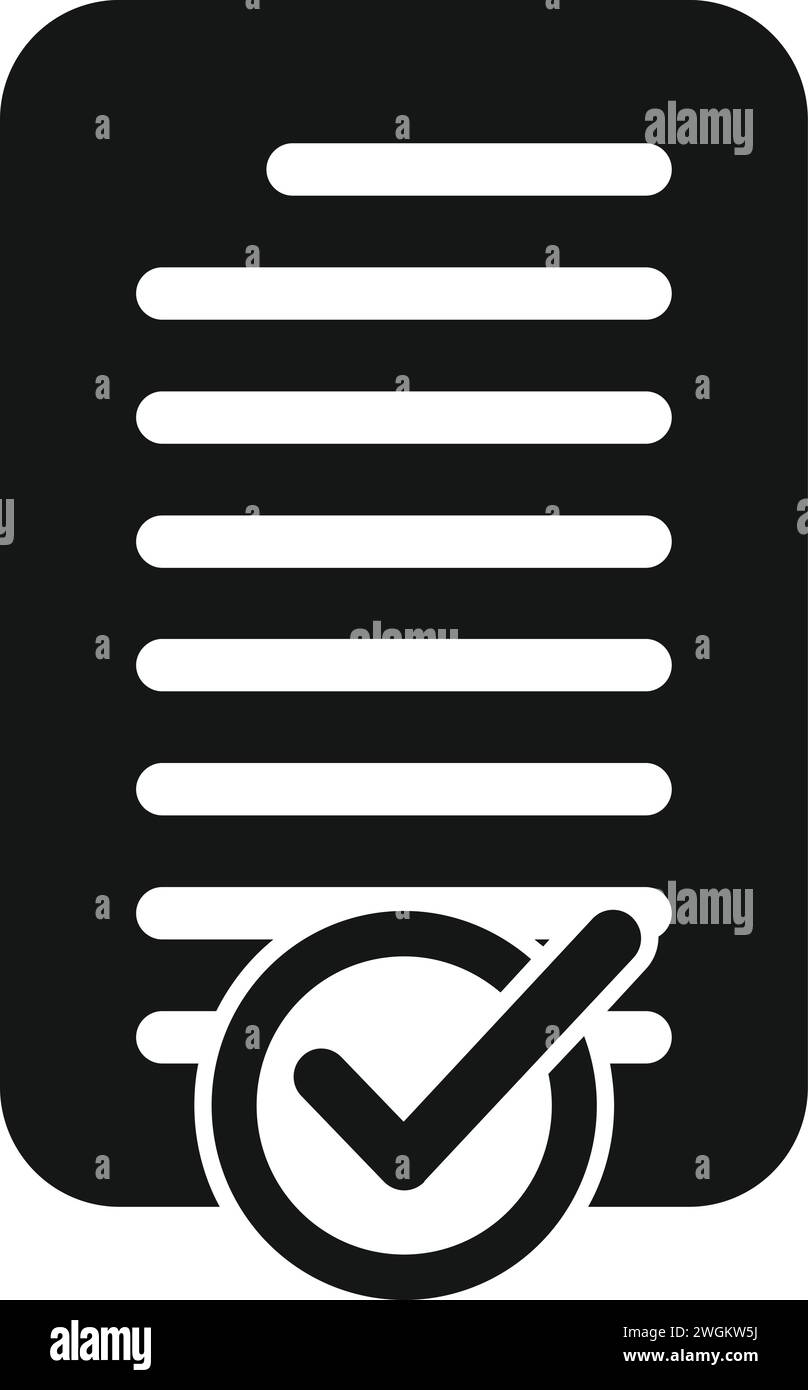 Icona documento approvato vettore semplice. Revisione della ricerca. Controllo della visione focale Illustrazione Vettoriale