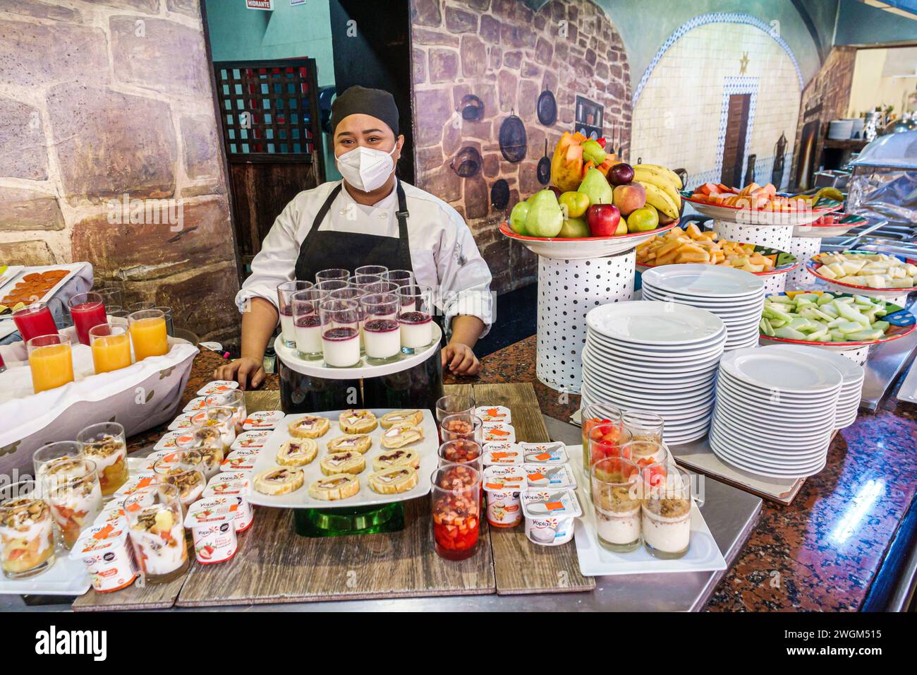 Merida Mexico, zona Paseo Montejo Centro, Holiday Inn Merida IHG hotel hotel hotel alberghi inn motel business, hotel motel business, sala colazione a buffet ristorante Foto Stock