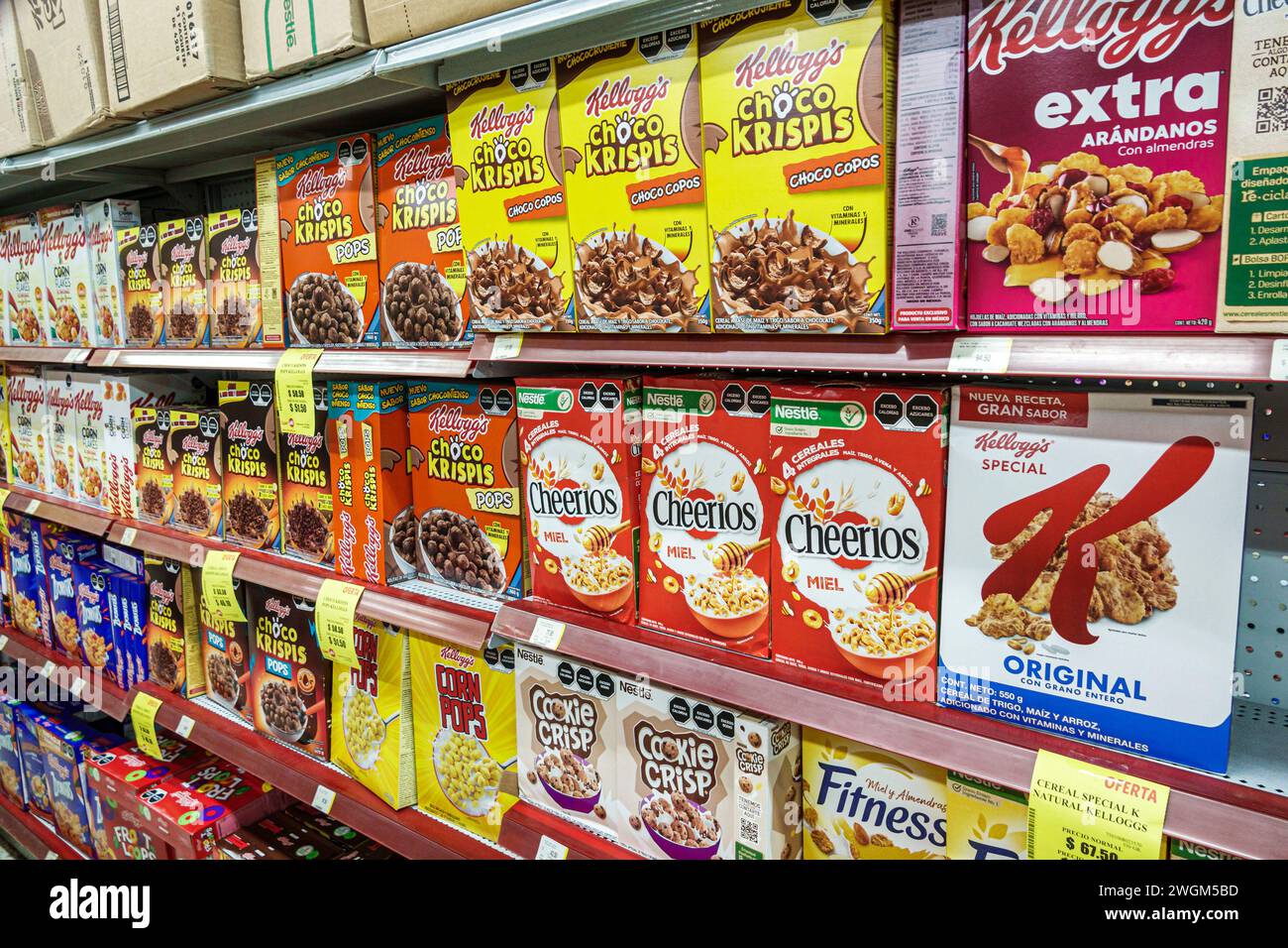 Merida Mexico, Barrio de Santiago Centro, Calle 72, Super Aki Santiago, supermercato, mercato alimentare, business, corridoio, interni Foto Stock