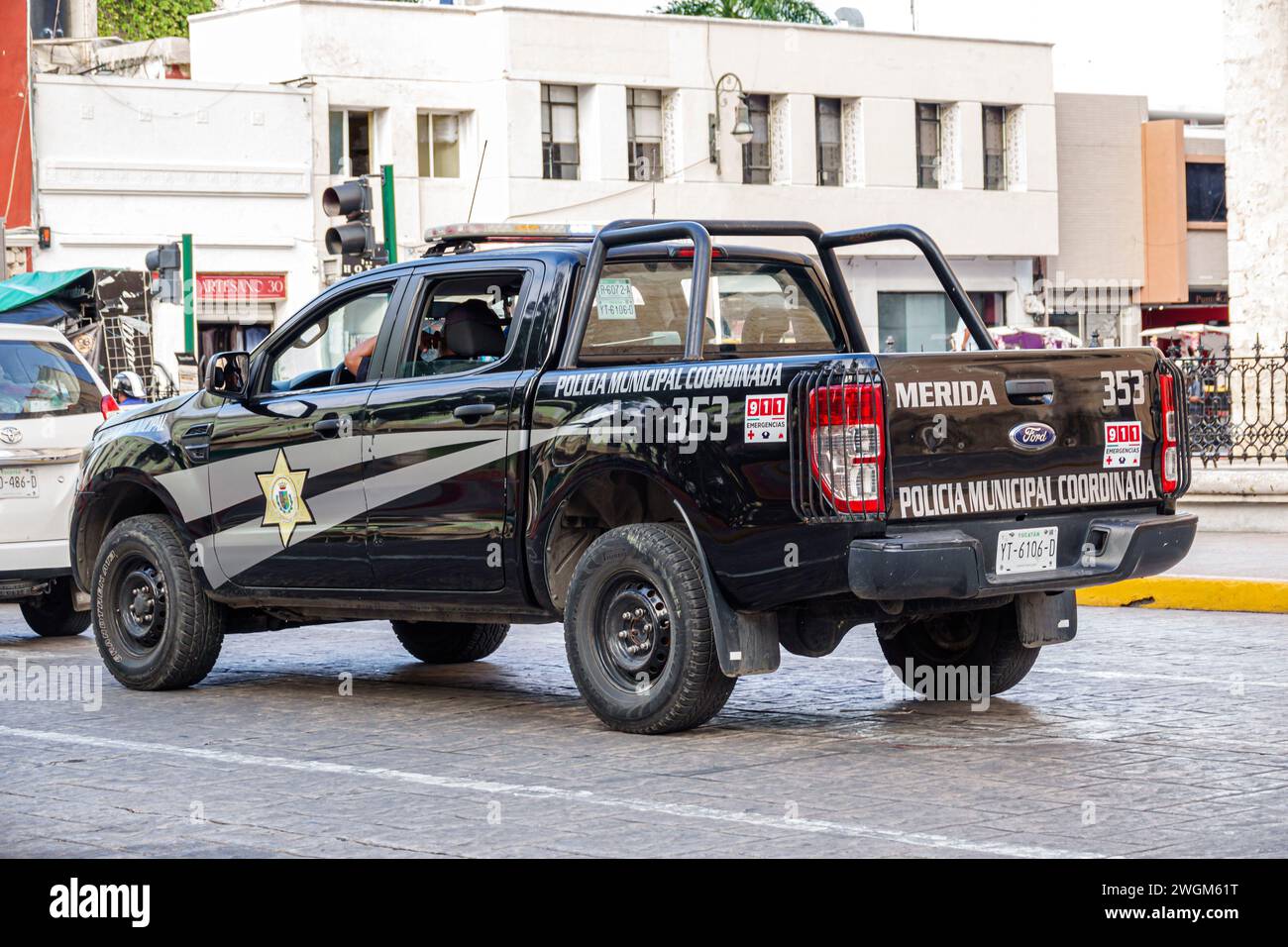 Merida Mexico, Centro Historico, quartiere del centro storico, Calle 60, pick-up per veicoli della polizia municipale, messicano ispanico latino-latino, spagnolo Foto Stock