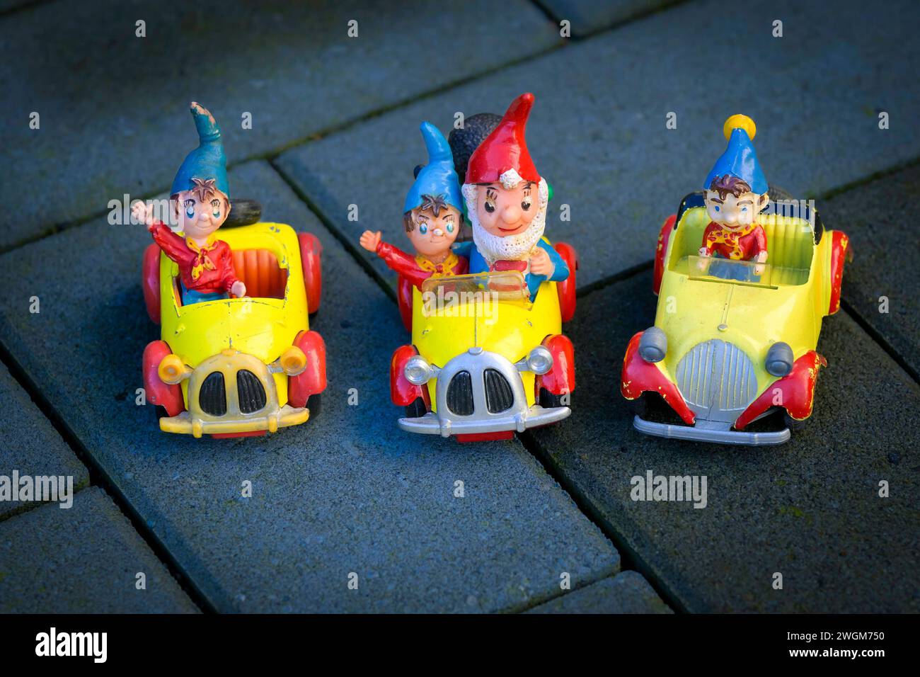 Diverse iterazioni di Noddy e della sua auto Foto Stock