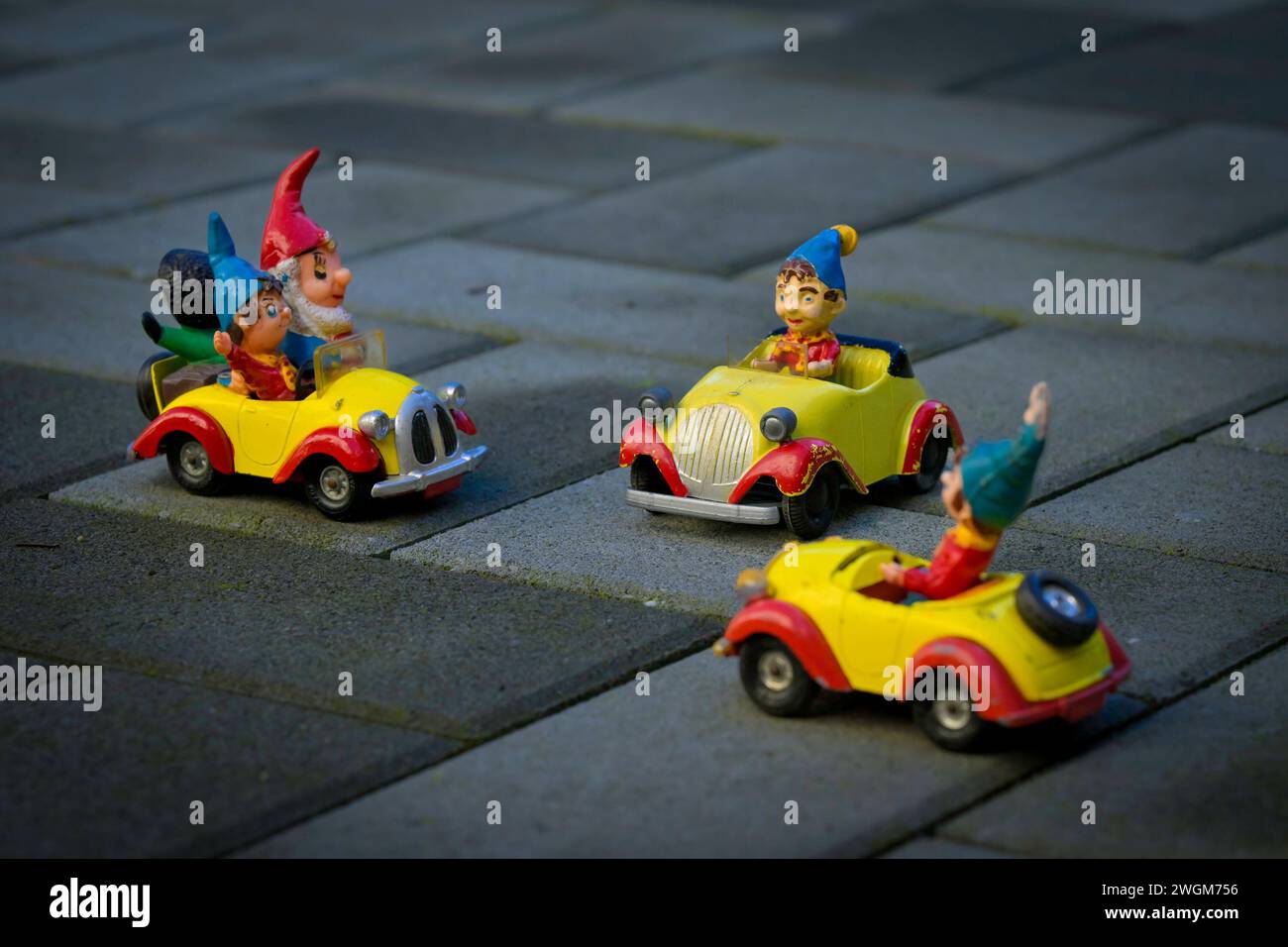Diverse iterazioni di Noddy e della sua auto Foto Stock