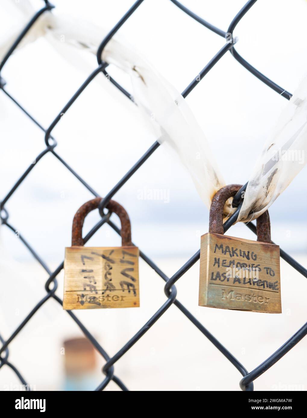 Momenti di sicurezza, un blocco alla volta. Foto Stock