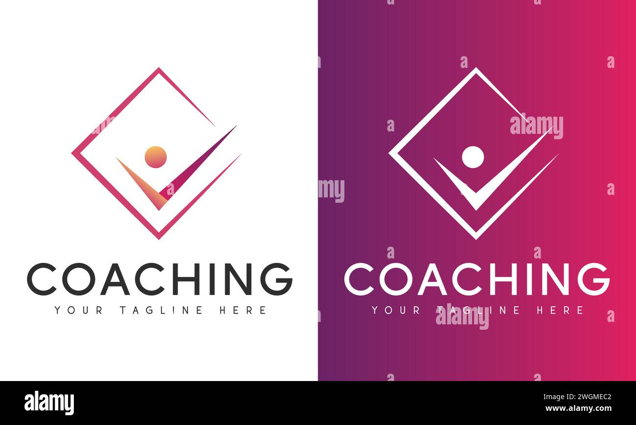 Coaching Logo Design Human Correct Tick Logoype Illustrazione Vettoriale