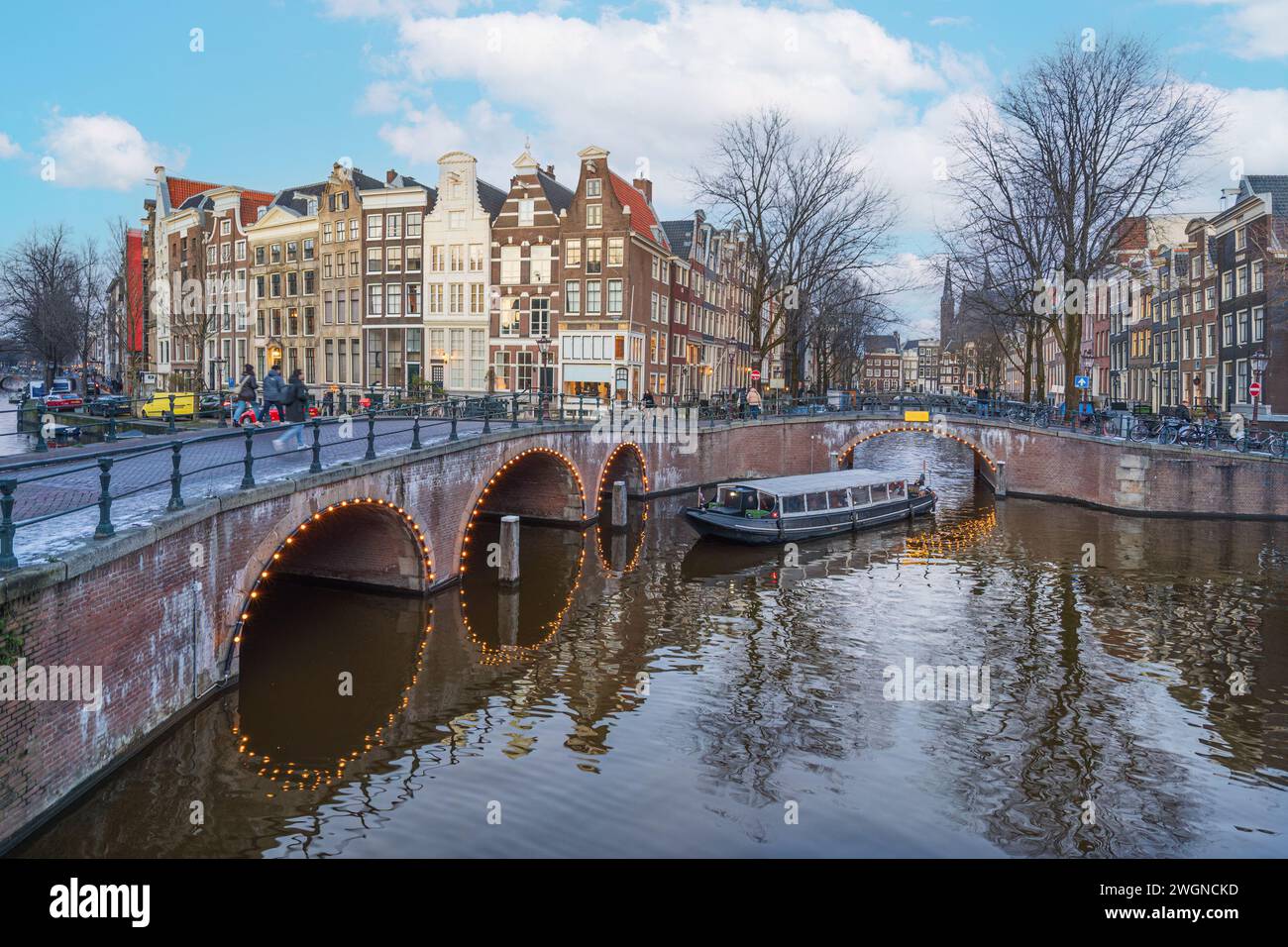 L'angolo tra Keizersgracht e Leidsegracht ad Amsterdam Foto Stock