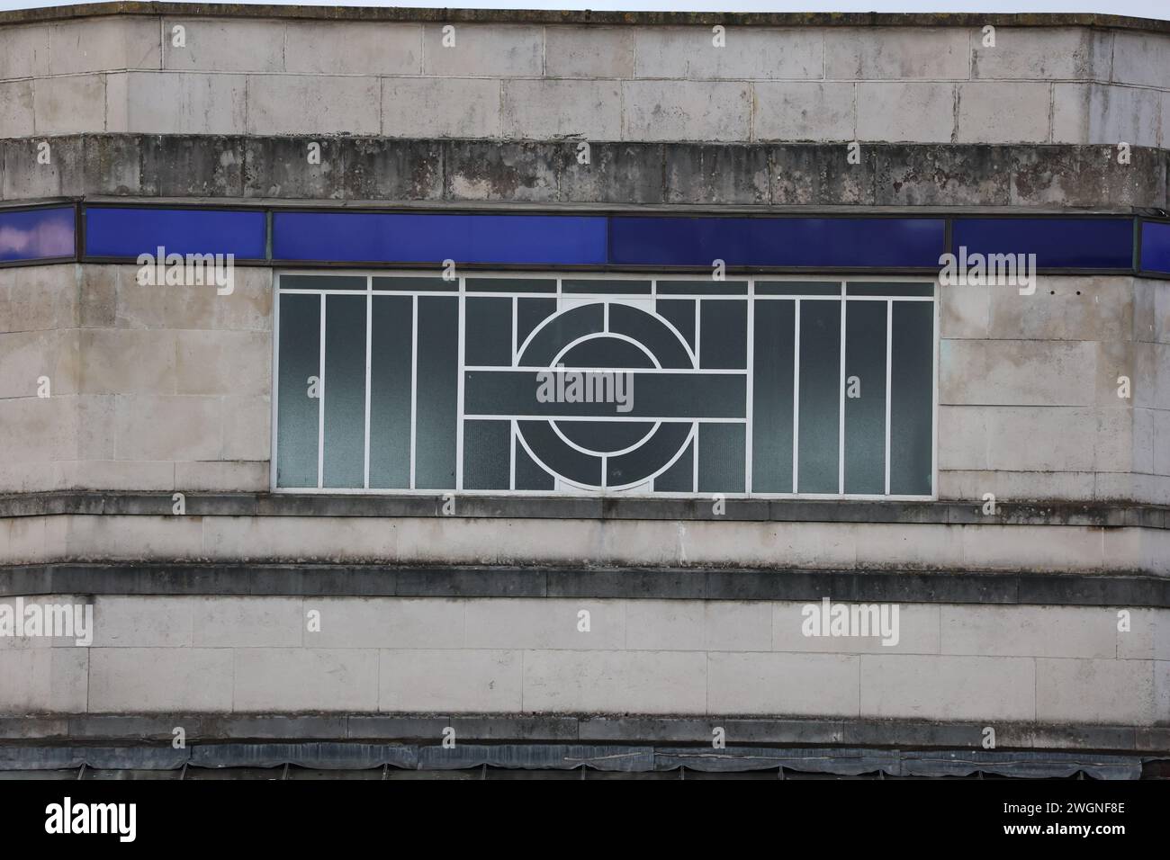 Dettagli art deco della stazione della metropolitana di Hounslow West London Foto Stock