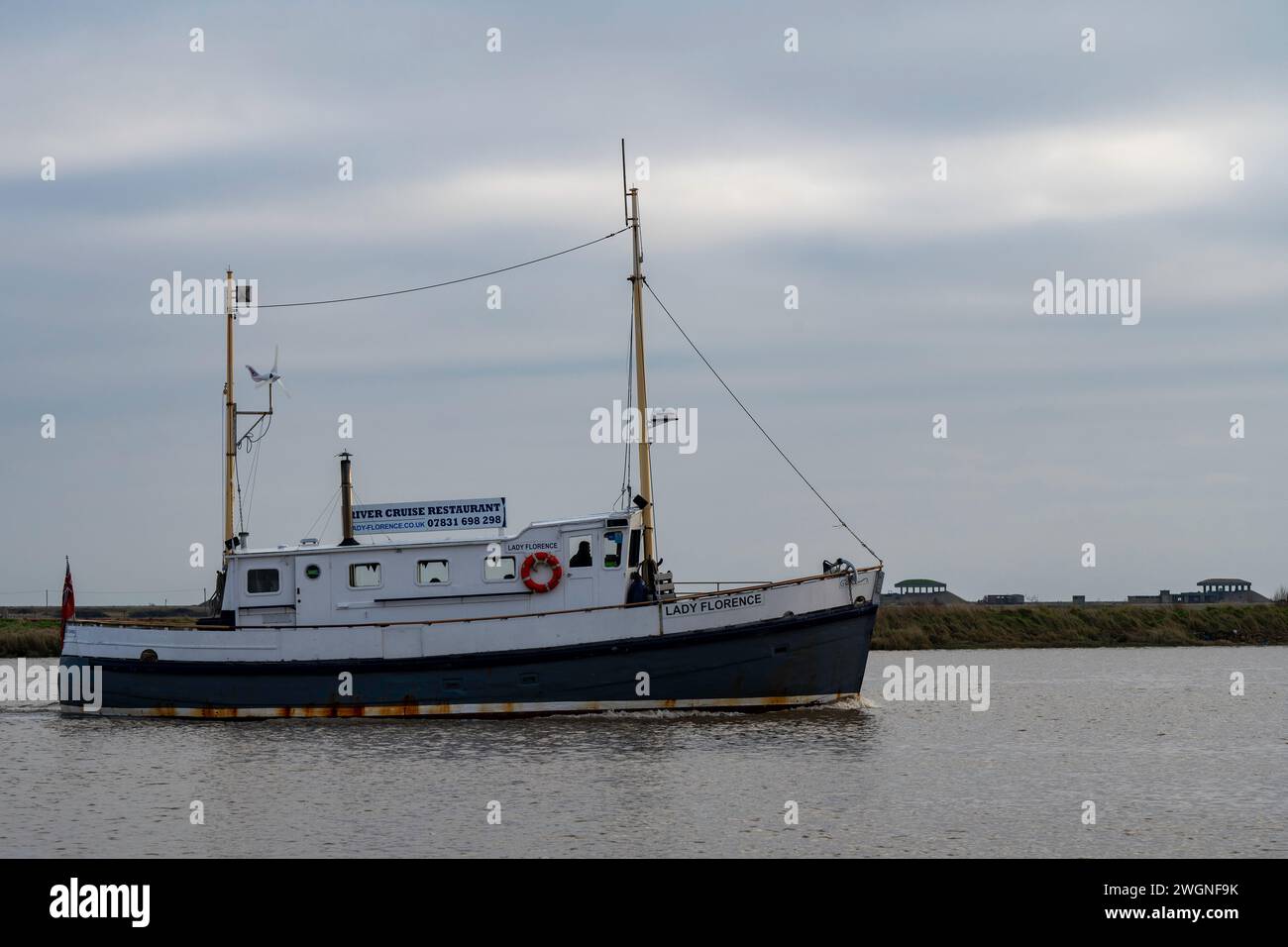 Ristorante Lady Florence per crociere sul fiume Orford Suffolk Regno Unito Foto Stock