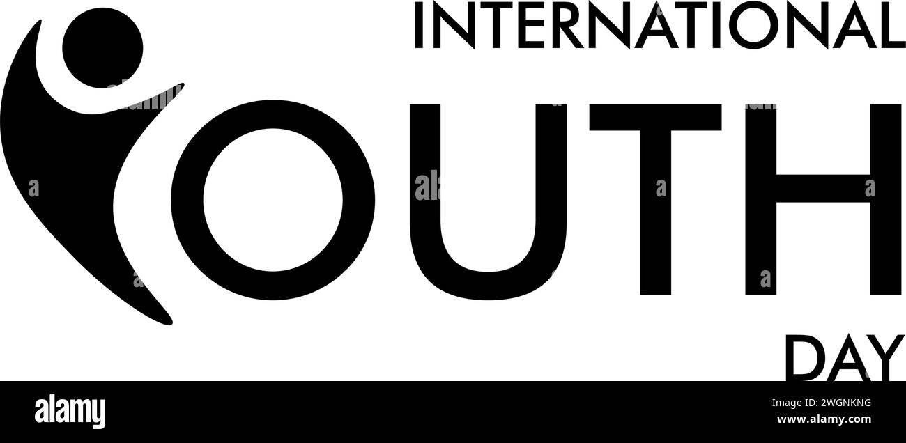 Simbolo simbolo colore nero giornata internazionale della gioventù font testo calligrafia relazione amicizia felice giovane Illustrazione Vettoriale