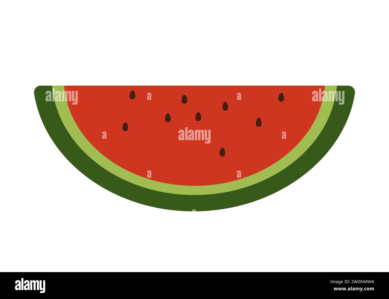 Fetta di anguria, zeppa semicircolare di vitamine fresche estate dessert vettoriale Illustrazione Vettoriale