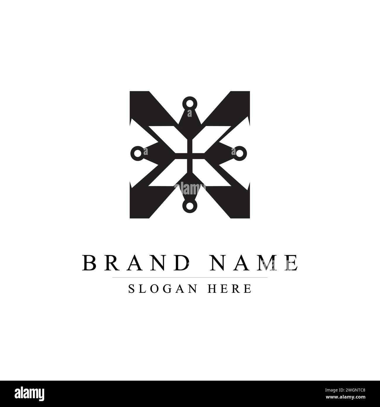 Logotipo Letter X Monoline Technology, digitale, elettronica, chip, concetto di connessione Illustrazione Vettoriale