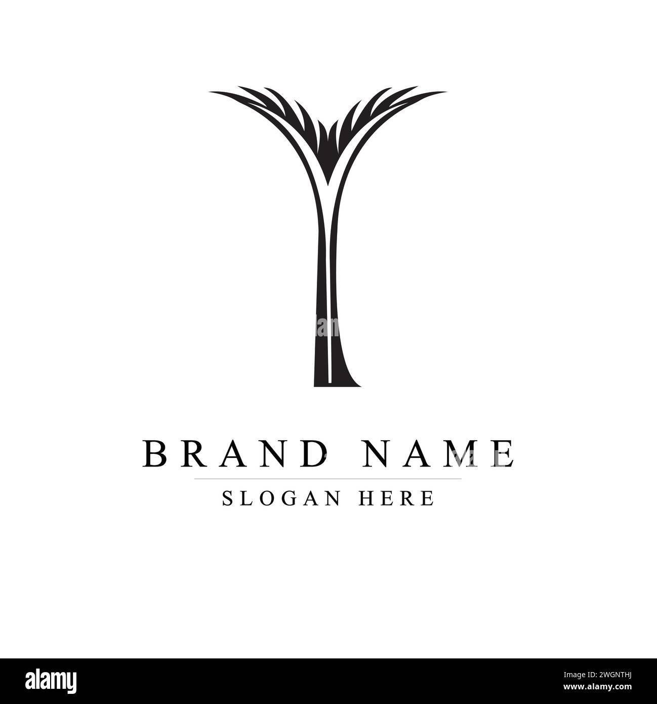 Logo Letter Y con fiore nero, splendida lettera maiuscola Y, logo Letter Y Illustrazione Vettoriale