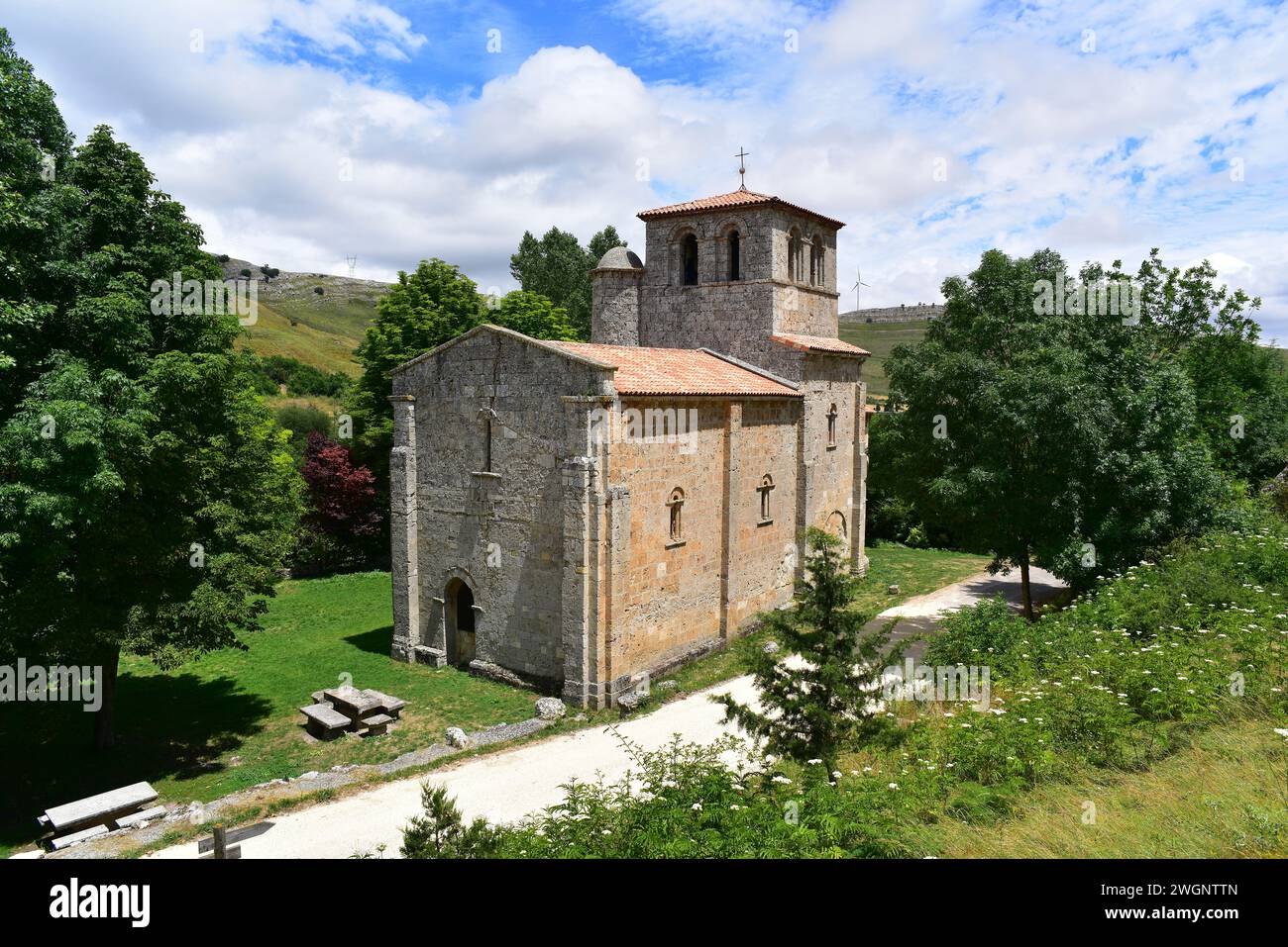 Monasterio de Rodilla, Eremo di Nuestra Señora del Valle (xii secolo). La Bureba, provincia di Burgos, Castilla y Leon, Spagna. Foto Stock