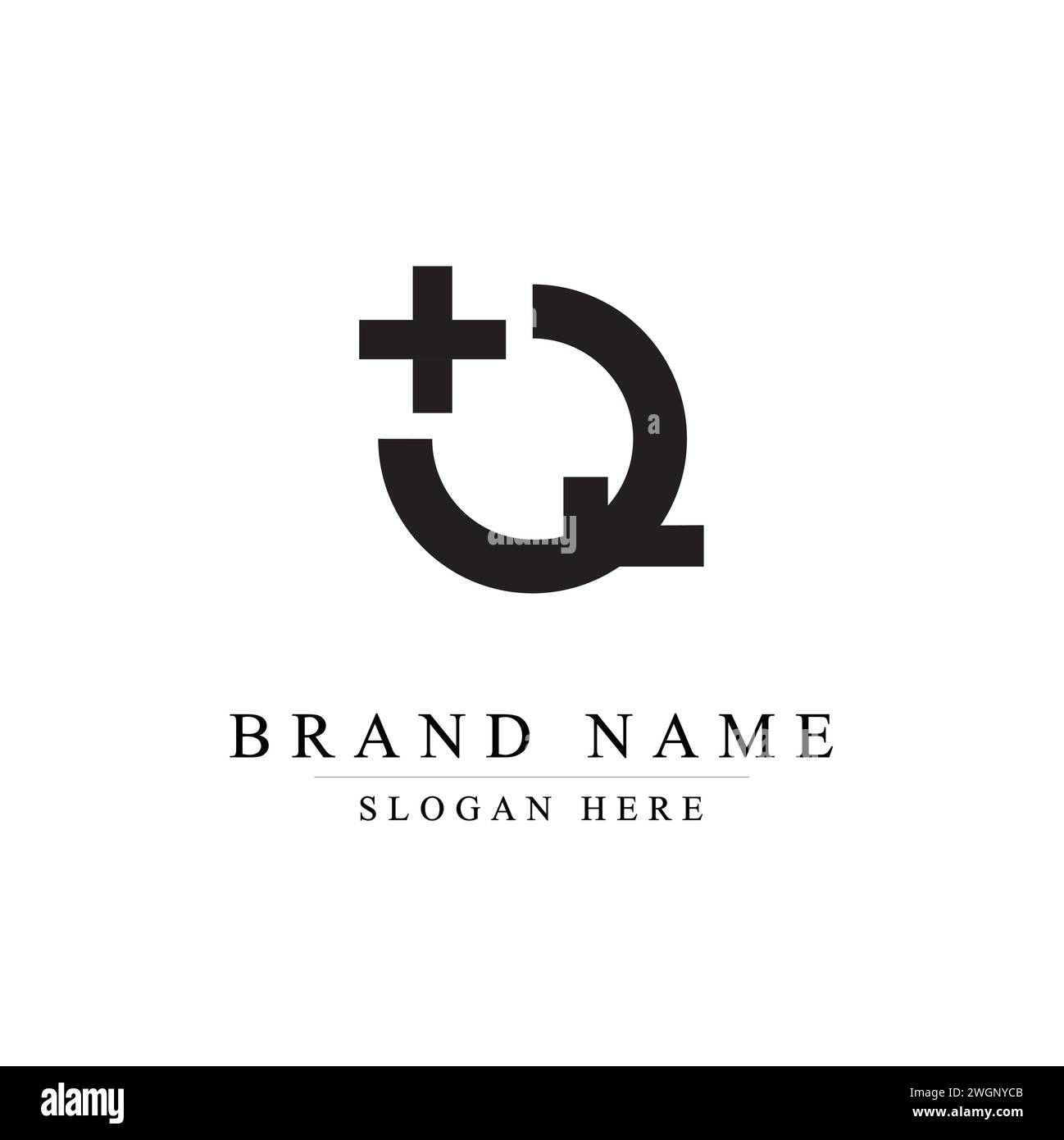 Logo Letter Q Pixel, logo Plus Sign, Medical Healthcare, Hospital Q symbol, tecnologia e logotipo digitale Illustrazione Vettoriale