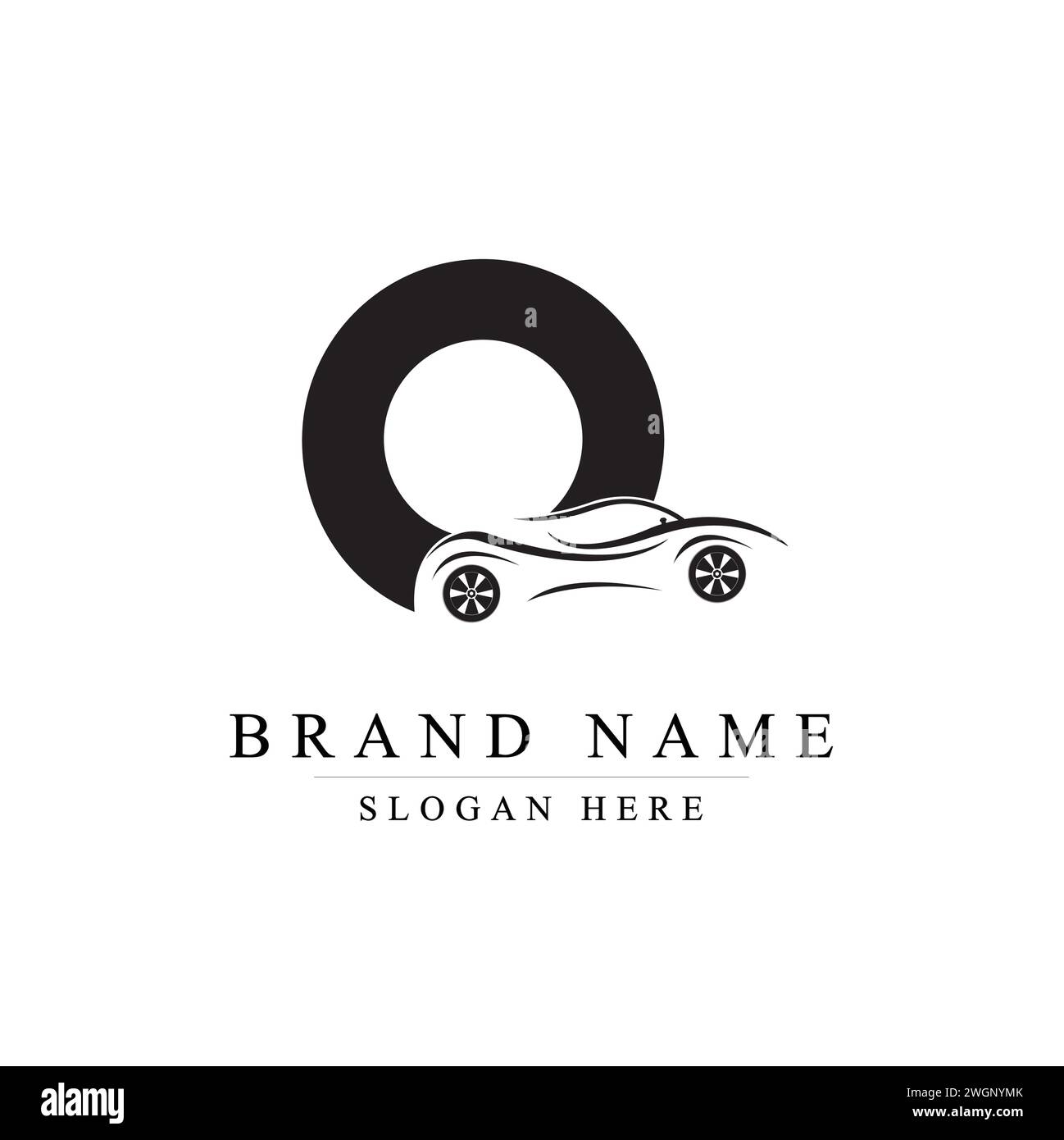 Design del logo Q con logo per auto, Q Motion: Un logo dinamico per automobili Illustrazione Vettoriale