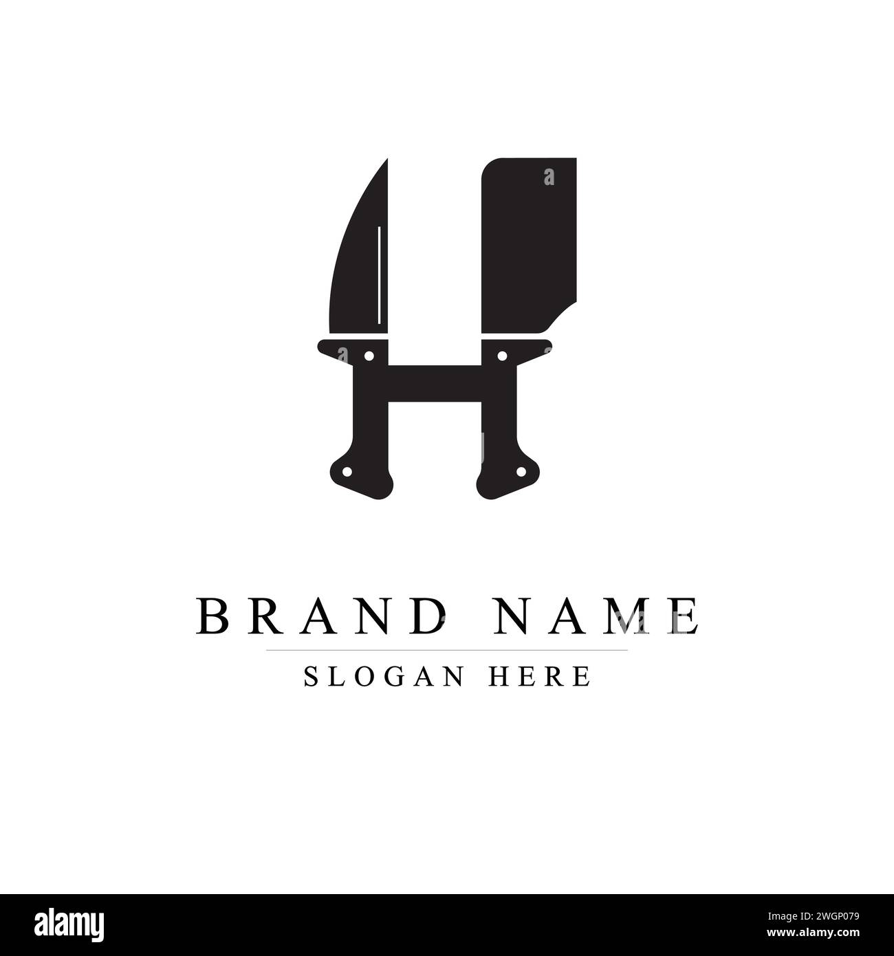 Coltello astratto lettera H logo icona disegno vettoriale, design logo H. Illustrazione Vettoriale