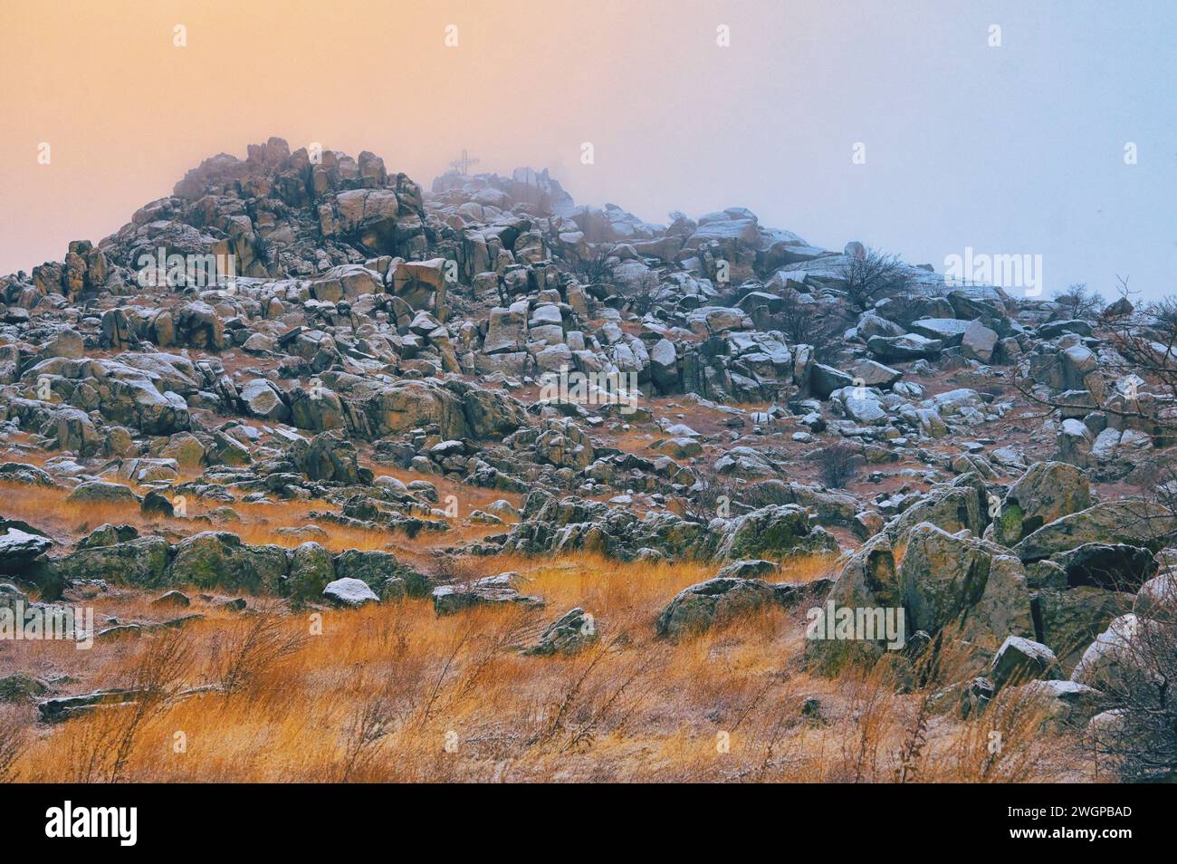 Inverno sui monti Macin, Romania Foto Stock