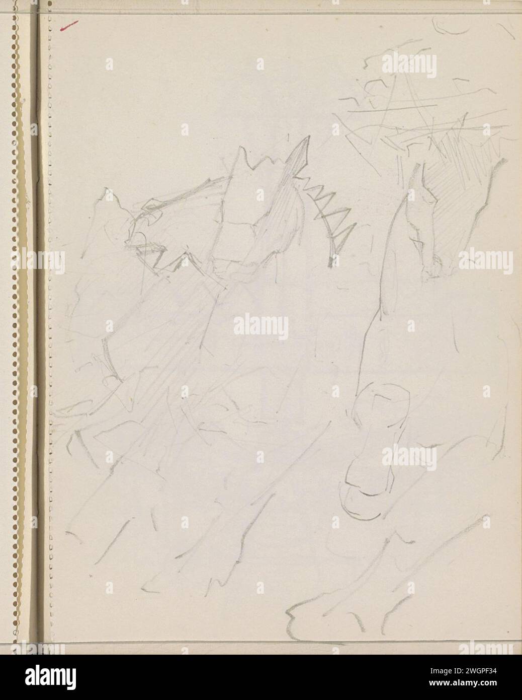 Cavalli al galoppo, 1906 - 1945 pagina 17 Recto da un bozzetto con 42 fogli. carta. cavallo al galoppo a matita Foto Stock