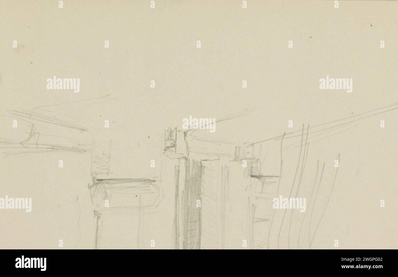 Portale di un edificio, 1892 - 1913 pagina 5 Recto da un bozzetto con 31 fogli. carta. architettura a matita. porta Foto Stock