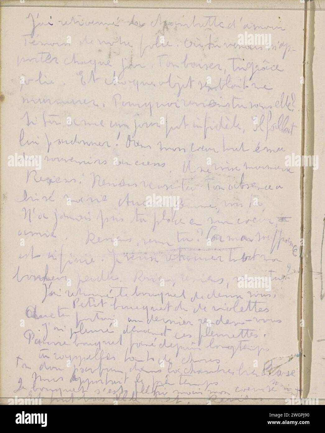 Note, c. 1916 pagina 71 verso da un bozzetto con 72 fogli. carta. matita Foto Stock