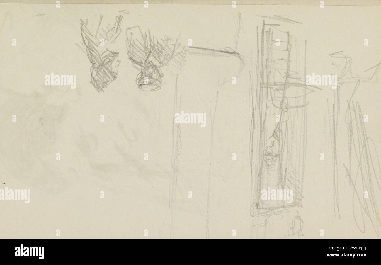 Portale e un uomo e una donna con le teste usate l'un l'altro, 1892 - 1913 pagina 6 Recto da un bozzetto con 31 fogli. carta. porta a matita. uomo adulto. donna adulta. testa (umana) Foto Stock