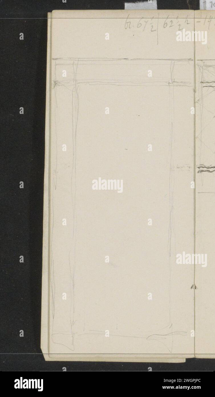 Cornice rettangolare, 1876 - 1924 Leaf 9 verso da un bozzetto con 24 fogli. carta. telaio in gesso di verniciatura, ecc. Foto Stock