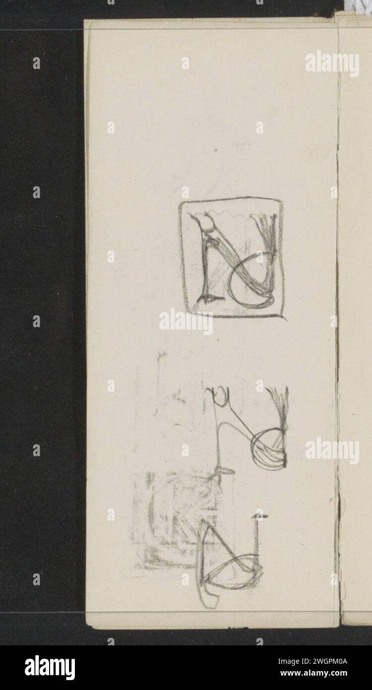 Disegni per un monogramma con un animale, c. 1901 pagina 2 verso da un bozzetto con 42 pagine. carta. combinazioni di lettere di gesso quali parole letterarie, anagramma, lettere quadrate, monogrammi, ecc. Foto Stock
