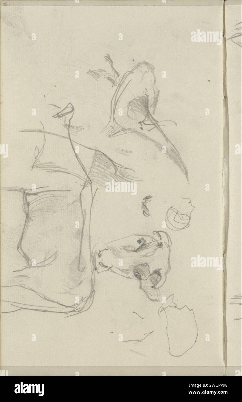 Foglio di studio con mucche, un uccello e una testa, George Hendrik Breitner, 1880 - 1882 pagina 36 da un bozzetto con 25 riviste. Il giornale dell'Aia. mucca a matita. uccelli. testa (umana) Foto Stock Foglio di studio con mucche, un uccello e una testa, George Hendrik Breitner, 1880 - 1882 pagina 36 da un bozzetto con 25 riviste. Il giornale dell'Aia. mucca a matita. uccelli. testa (umana) Foto Stock