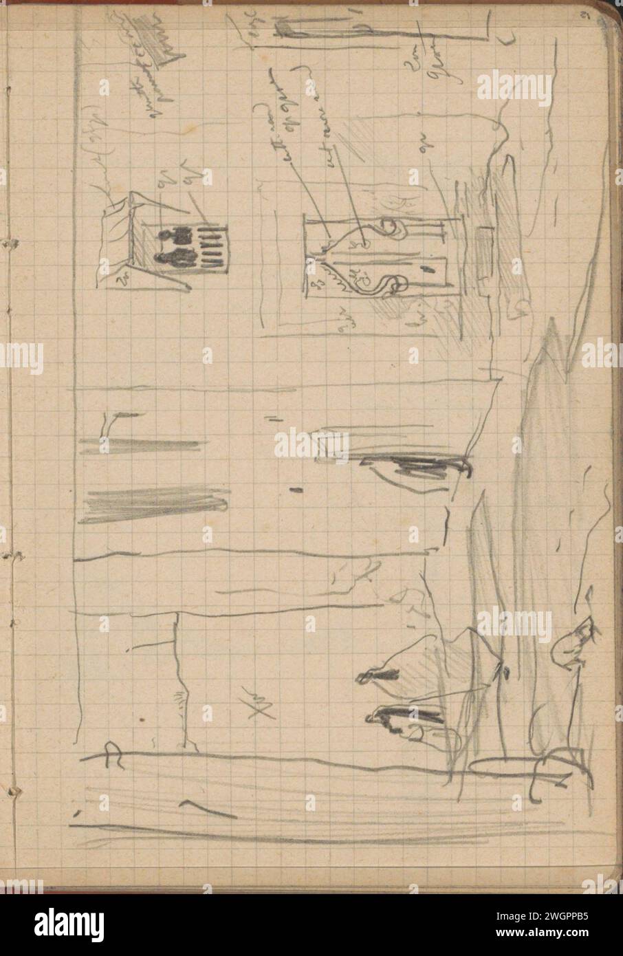Strada con figure e una casa con una porta d'ingresso decorata, 1909 pagina 31 da un bozzetto con 67 fogli. Via delle matite di Tunisi (+ città(-paesaggio) con figure, personale). porta Foto Stock