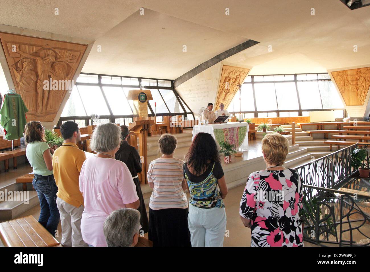 Chiesa sopra la Casa di Pietro, ottagono, Cafarnao sul Mare di Galilea, Israele Foto Stock