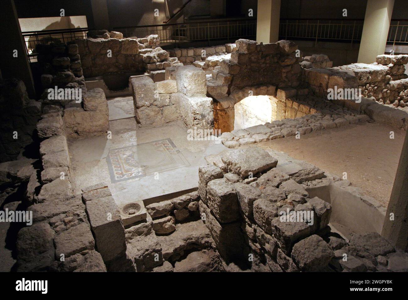 Museo Archeologico Wohl, scavi, 1° secolo, ebraica centro storico, Hurva Square, Gerusalemme, Israele Foto Stock