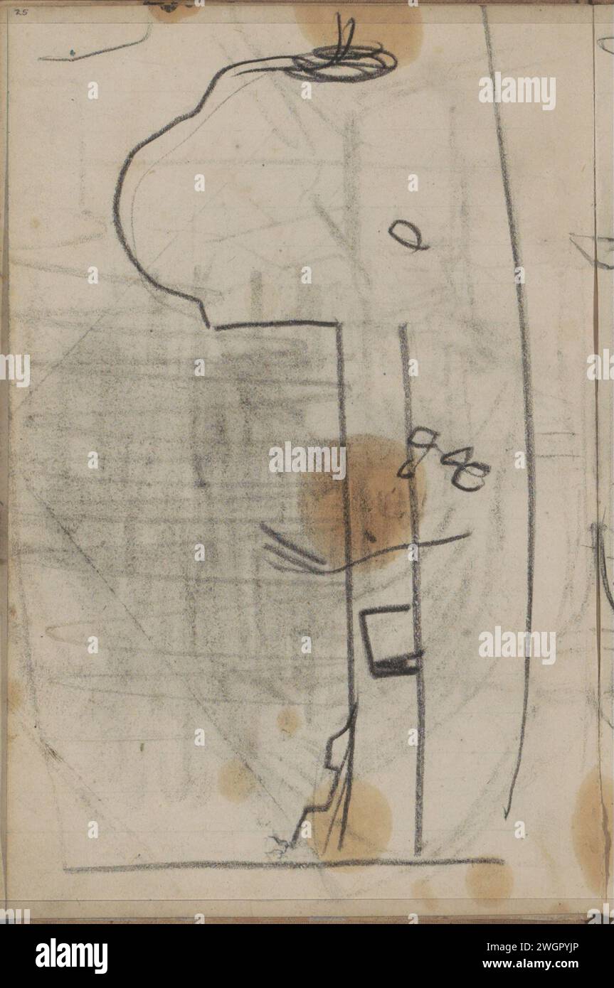 Studio, 1888 forse una strada con la sagoma di un edificio. Pagina 25 da un bozzetto con 58 fogli. Architettura in gesso di Istanbul Foto Stock