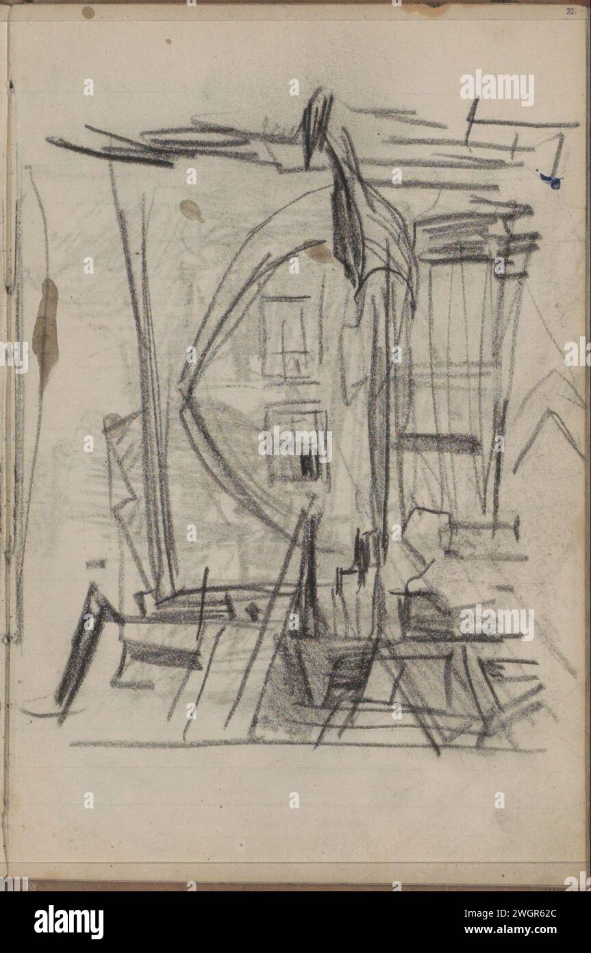 Strada con cancello, 1888 pagina 32 da un bozzetto con 58 fogli. Istanbul Chalk Street. arch, archivolt  architettura Foto Stock