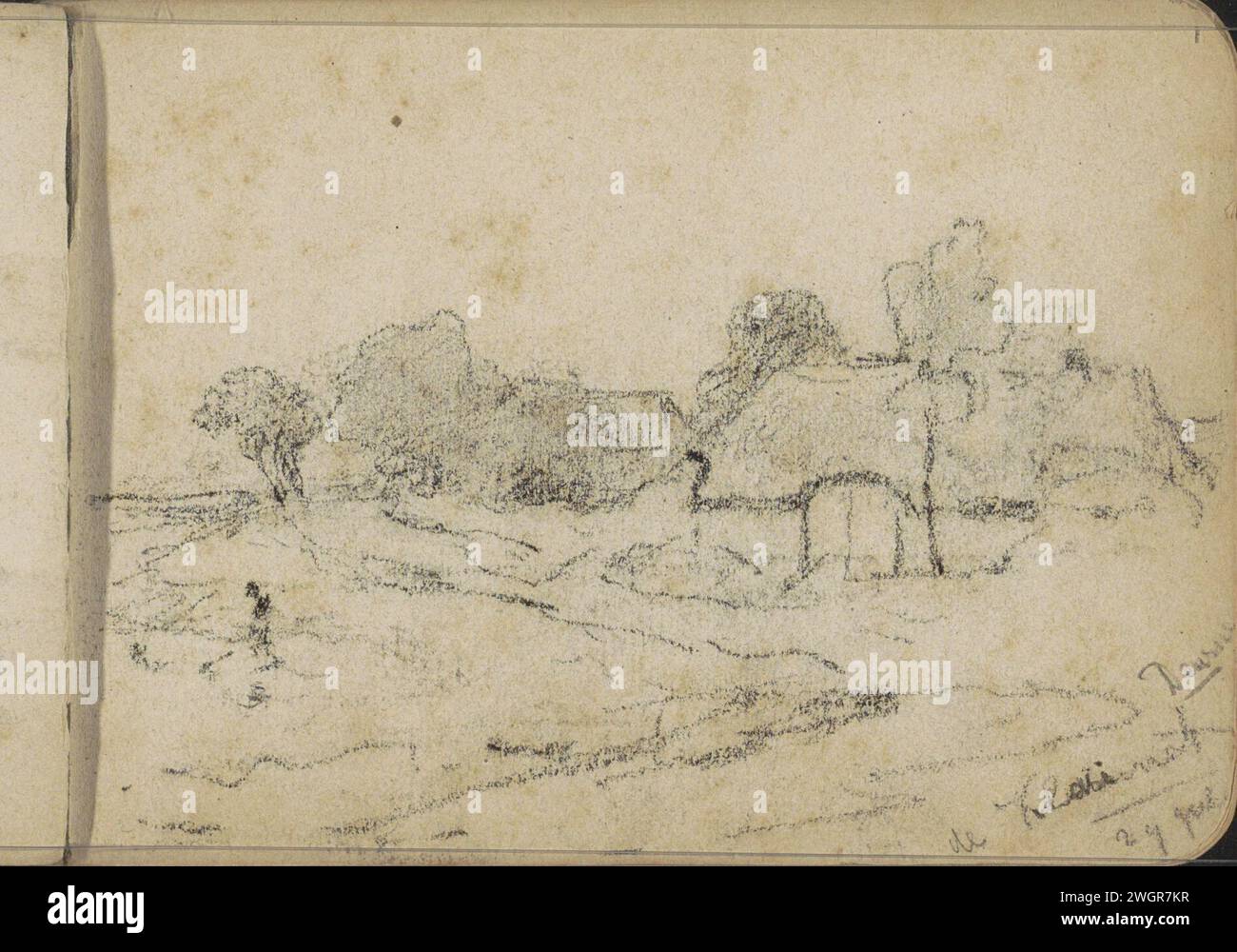 Farm at Deurne, 1897 pagina 1 recto da un bozzetto con 44 fogli. Carta per porte. Fattoria di gesso (edificio) porta Foto Stock