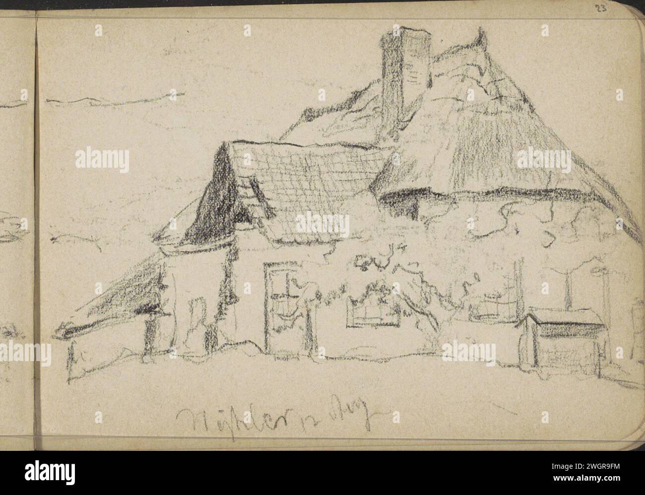 Farm in Wyhlen, 1896 - 1897 Page 23 Recto da un bozzetto con 44 fogli. Carta di Grenzach-Wyhlen. Fattoria di gesso (edificio) Grenzach-Wyhlen Foto Stock