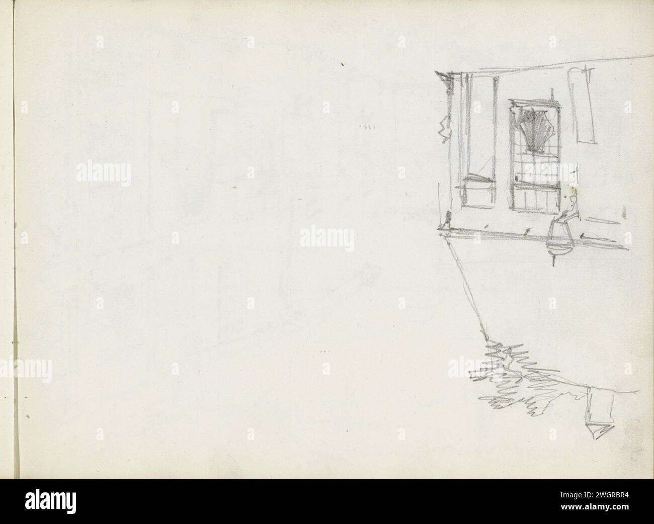 Casa, 1849 - 1895 Una lanterna è appesa sulla facciata. Pagina 10 Recto da un bozzetto con 26 fogli. carta. cottage a matita Foto Stock