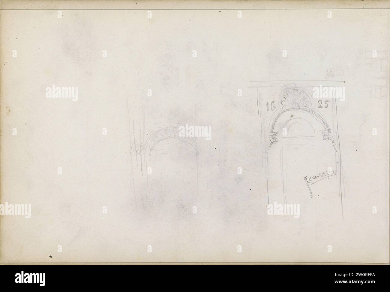 Il portale, 1862 - 1867 un portale dal 1625. Pagina 16 verso da un bozzetto con 58 fogli. carta. porta a matita Foto Stock