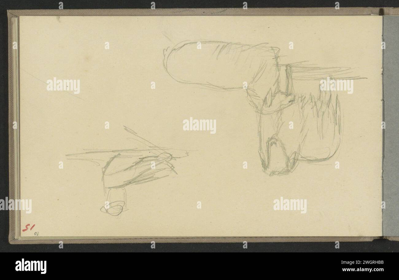 Due pecore dai capelli lunghi, 1834 - 1911 anche uno studio, possibilmente di un uccello. Pagina 16 verso da un bozzetto con 26 fogli. carta. pecora a matita Foto Stock Due pecore dai capelli lunghi, 1834 - 1911 anche uno studio, possibilmente di un uccello. Pagina 16 verso da un bozzetto con 26 fogli. carta. pecora a matita Foto Stock