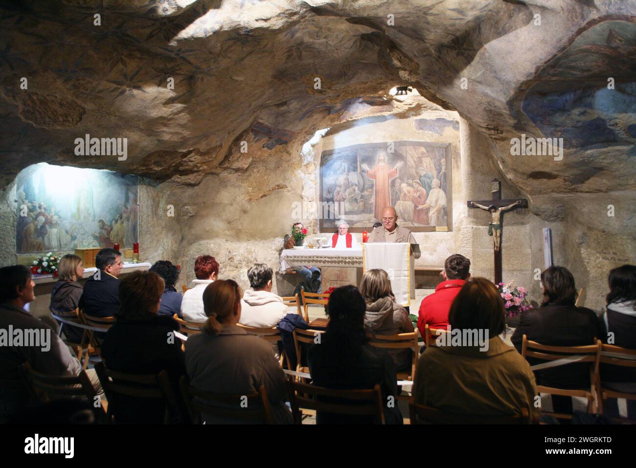 Grotta Cattolica del Getsemani, detta anche Grotta del tradimento, Monte degli Ulivi, Gerusalemme, Israele Foto Stock