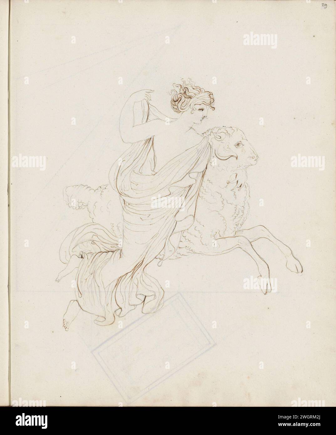 Jason on the Flying RAM, 1813 Page 29 Recto from a sketchbook with 91 sheets. carta. matita. Inchioda le scene della storia degli Argonauti che non possono essere localizzate nella sequenza cronologica. ram Foto Stock