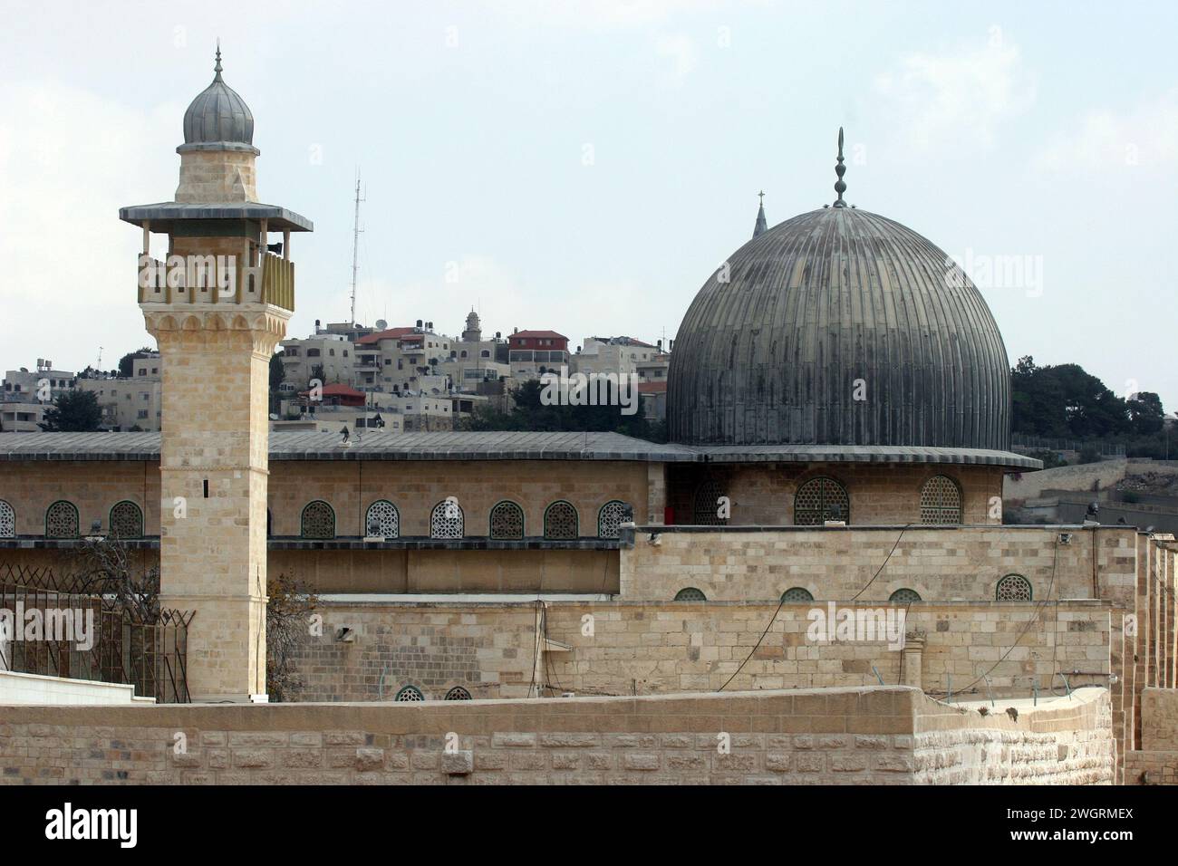 Moschea al-Aqsa, un luogo sacro musulmano situato sul Monte del Tempio a Gerusalemme, Israele Foto Stock