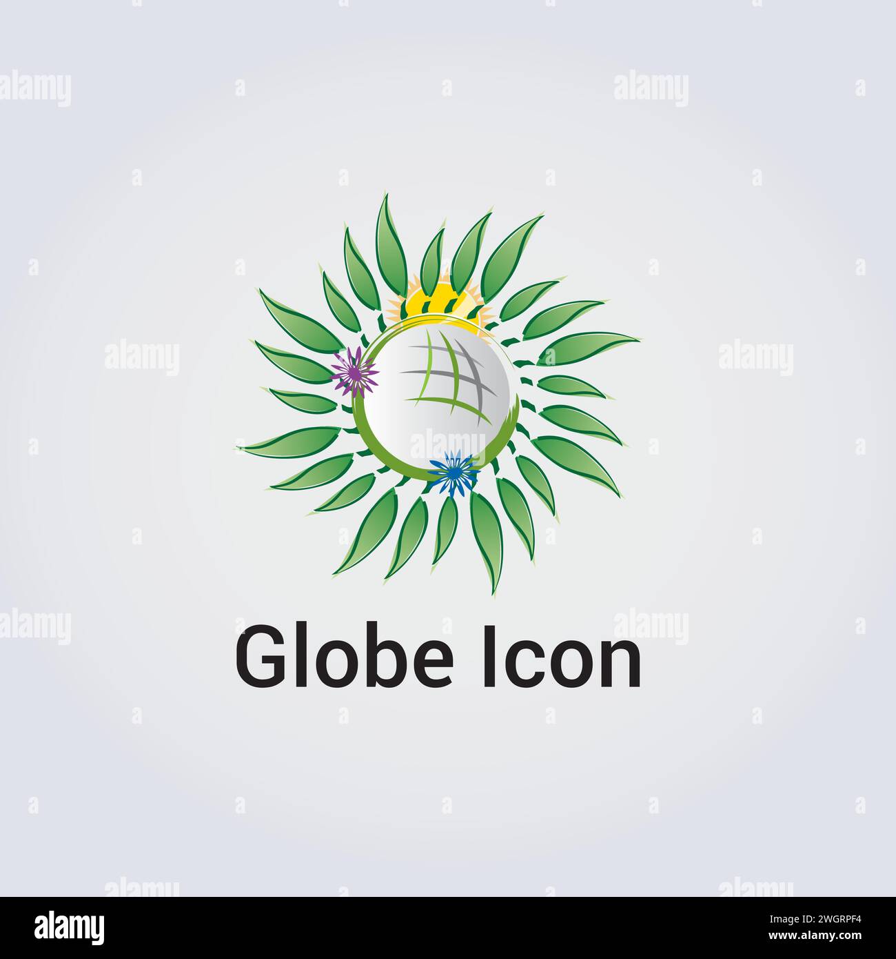 Planet Globe icona Terra Logo Design circolare elementi colorati Illustrazione Vettoriale
