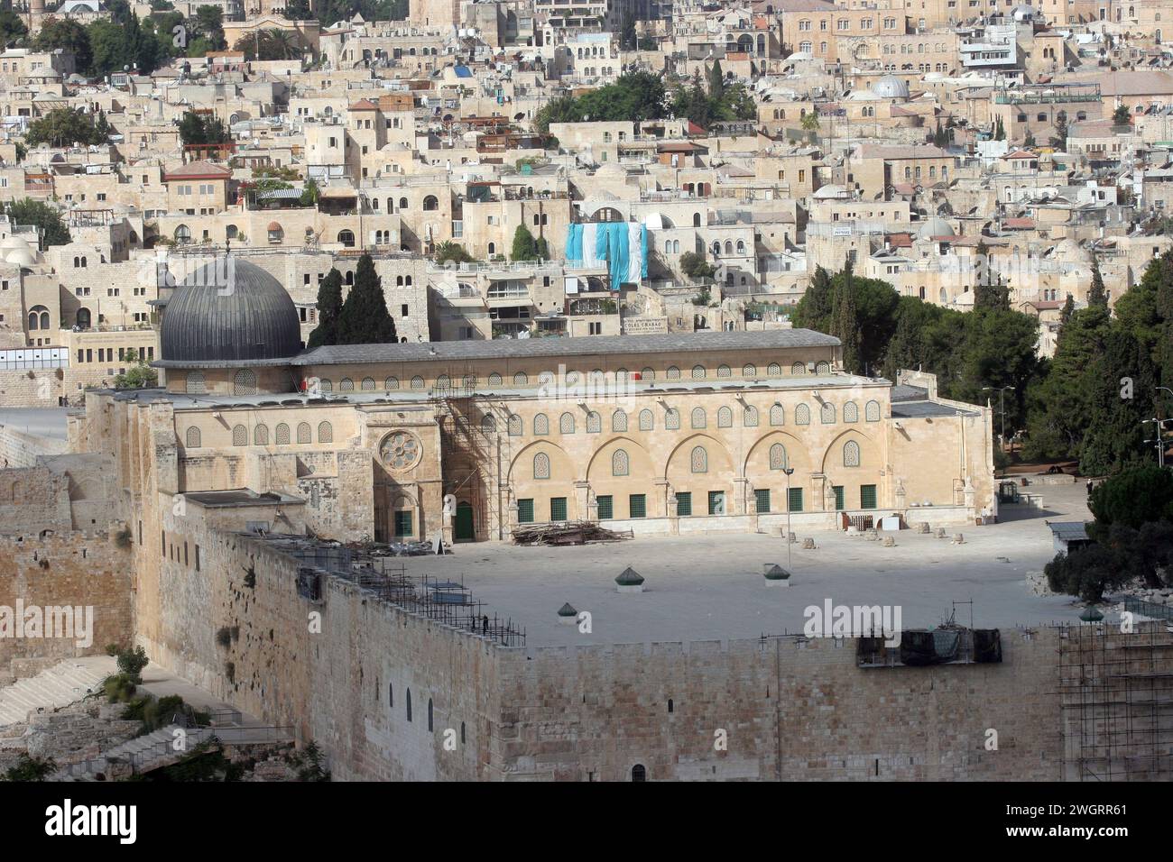 Moschea al-Aqsa, un luogo sacro musulmano situato sul Monte del Tempio a Gerusalemme, Israele Foto Stock