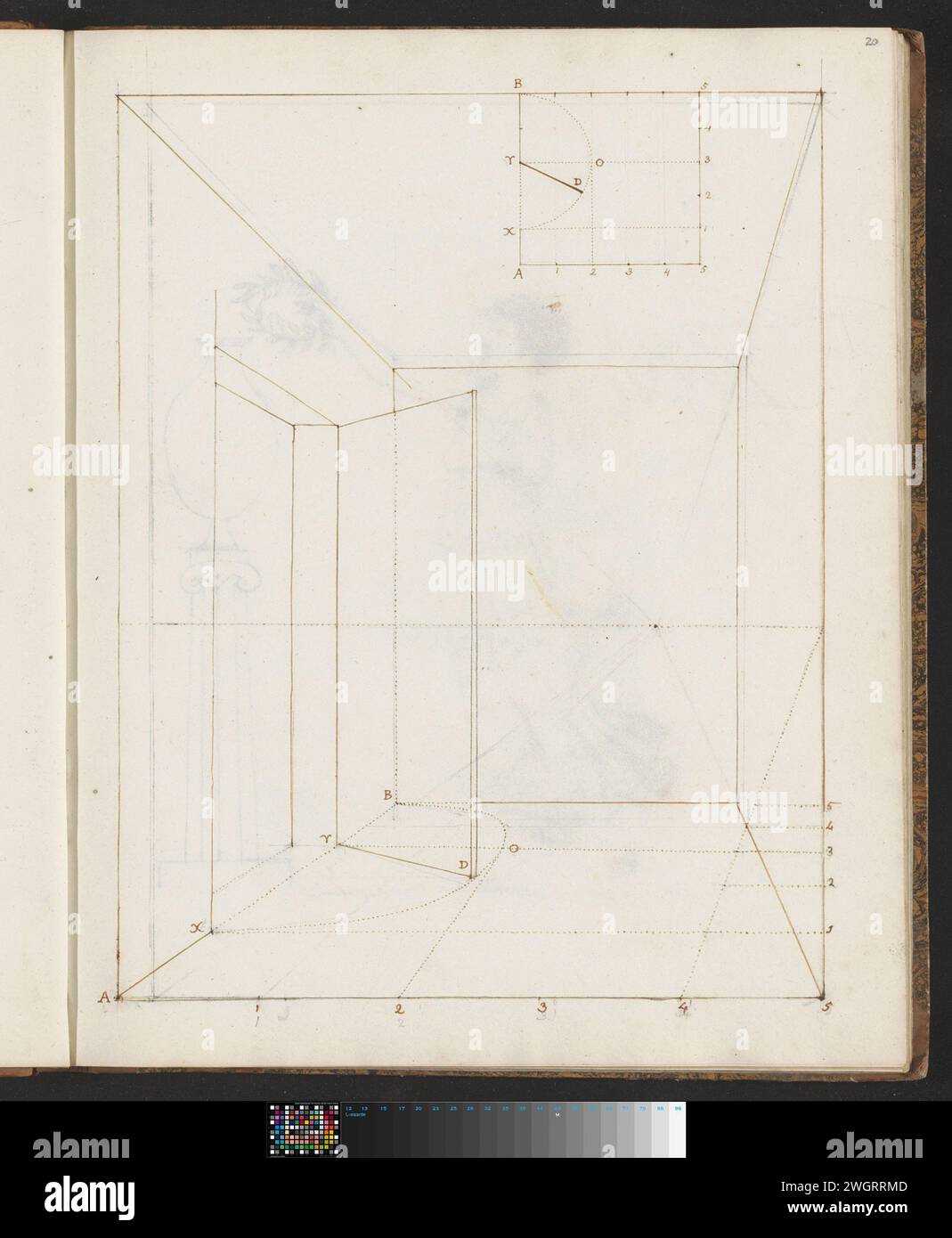 Esercizio di prospettiva a porta aperta, 1813 Page 20 Recto da un libro di schizzi con 91 fogli. carta. inchiostro. penna a matita prospettiva matematica. aprire lo sportello Foto Stock