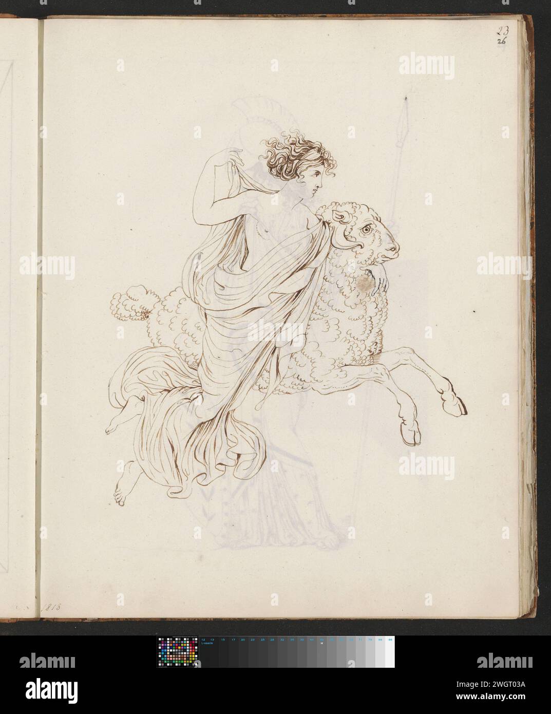 Jason on the Flying RAM, 1818 Page 26 Recto from a sketchbook with 94 sheets. carta. matita. Inchioda le scene della storia degli Argonauti che non possono essere localizzate nella sequenza cronologica. ram Foto Stock