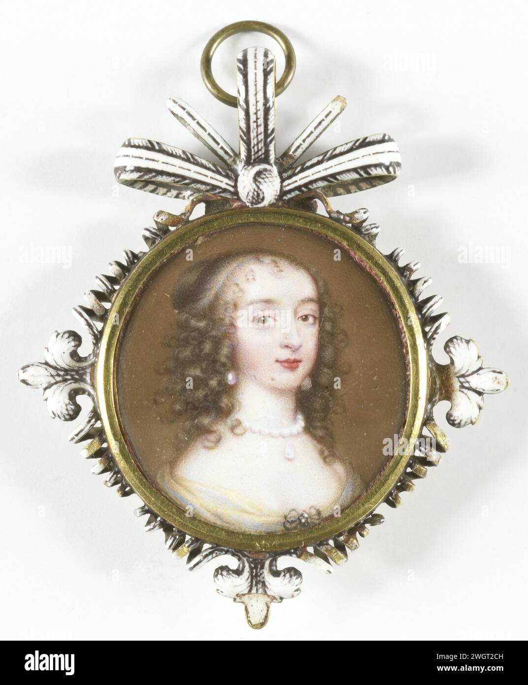 Maria Stuart (1631-1660), consorte di Guglielmo II, Jean Petitot (le vieux) (attribuito a), c. 1645 - c. 1650 miniatura (dipinto) Ritratto di Maria Stuart (1631-60). Moglie di Willem II Busto, a destra, prospettiva. Fa parte della collezione di miniature di ritratti. Oro francese (metallo). Foto Stock