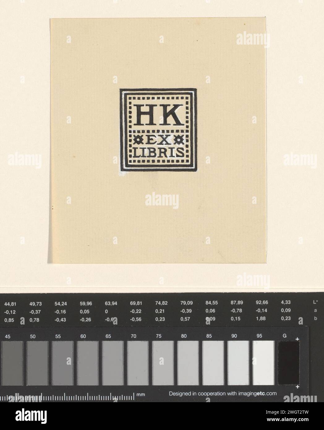 Disegno per un ex Libris con le iniziali H.K., Julie de Graag, 1887 - 1924 carta da disegno. inchiostro. vernice del ponte. penna a matita/pennello Foto Stock