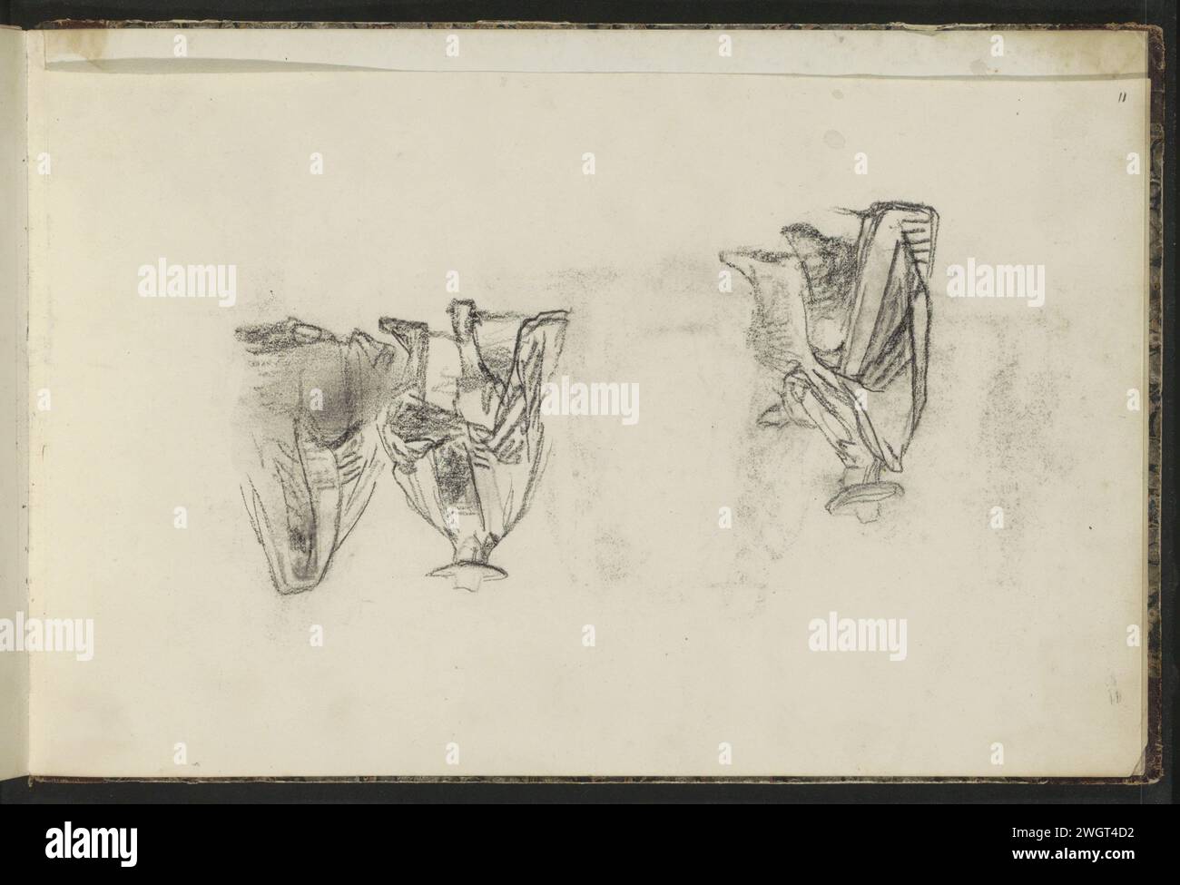 Tre uomini in costume religioso ebraico, 1827 - 1891 pagina 11 Recto da un bozzetto con 11 fogli. carta. Gesso gli ebrei, la vita ebraica Foto Stock