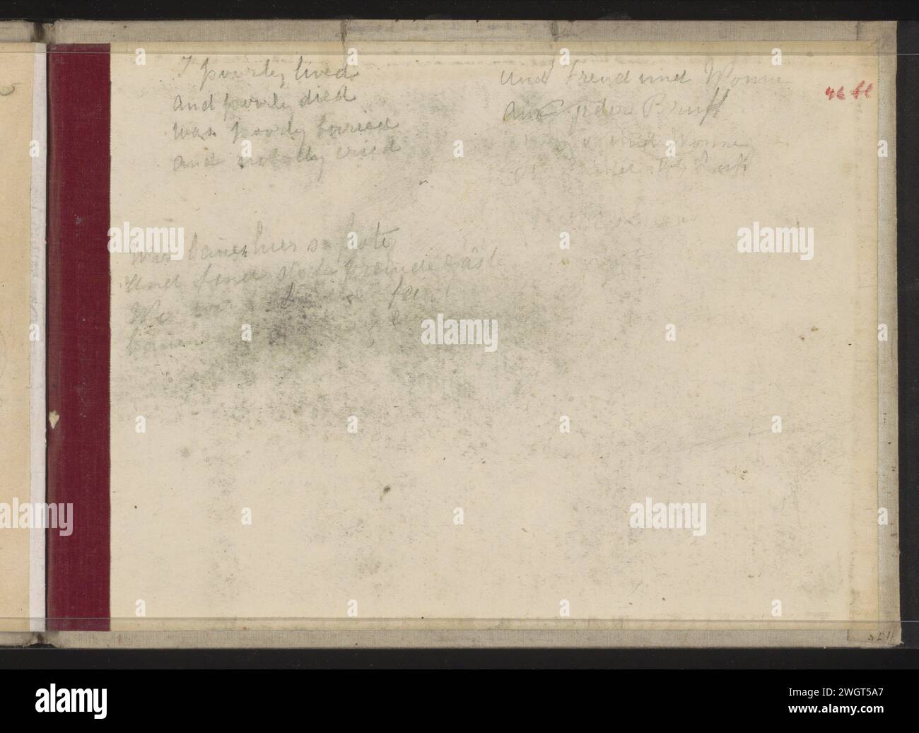 Estratti di una tomba e la canzone per posta di Johann Wolfgang von Goethe, 1834 - 1911 Bracact posteriore da un bozzetto con 18 fogli. carta. matita Foto Stock