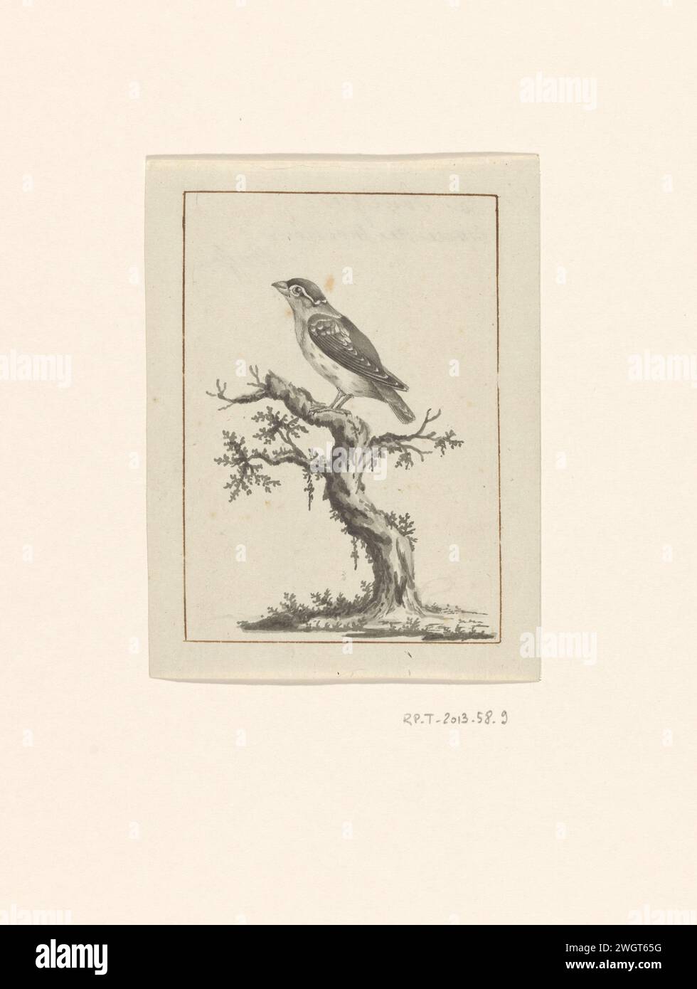 Bird in Landscape, Krüger Jr., c. 1772 - c. 1809 carta da disegno pennello uccelli Foto Stock