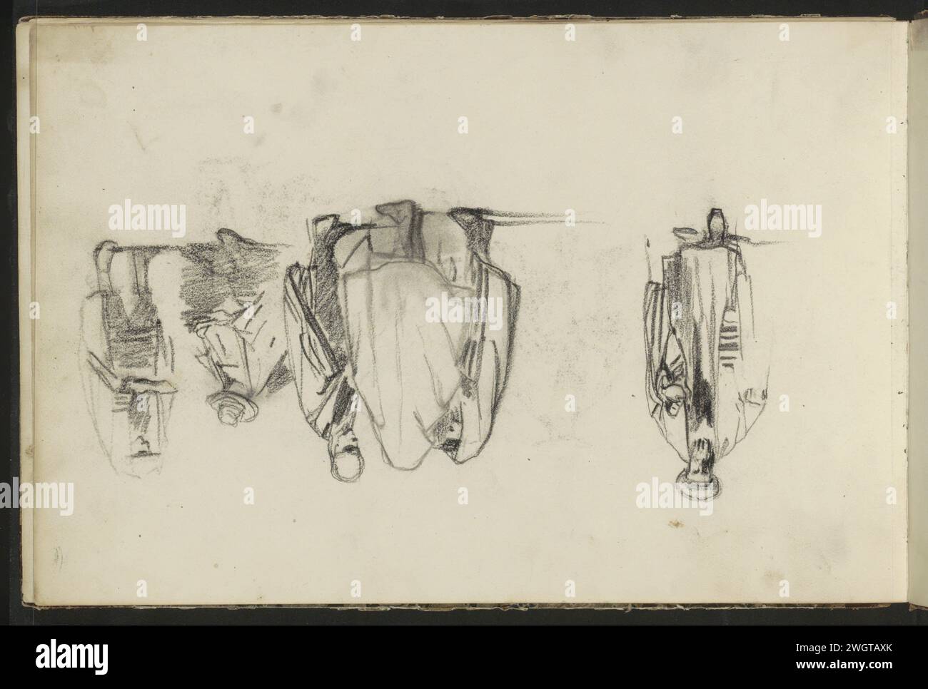 Uomini in costume religioso ebraico, 1827 - 1891 Foglia 10 verso da un bozzetto con 11 fogli. carta. Gesso gli ebrei, la vita ebraica Foto Stock